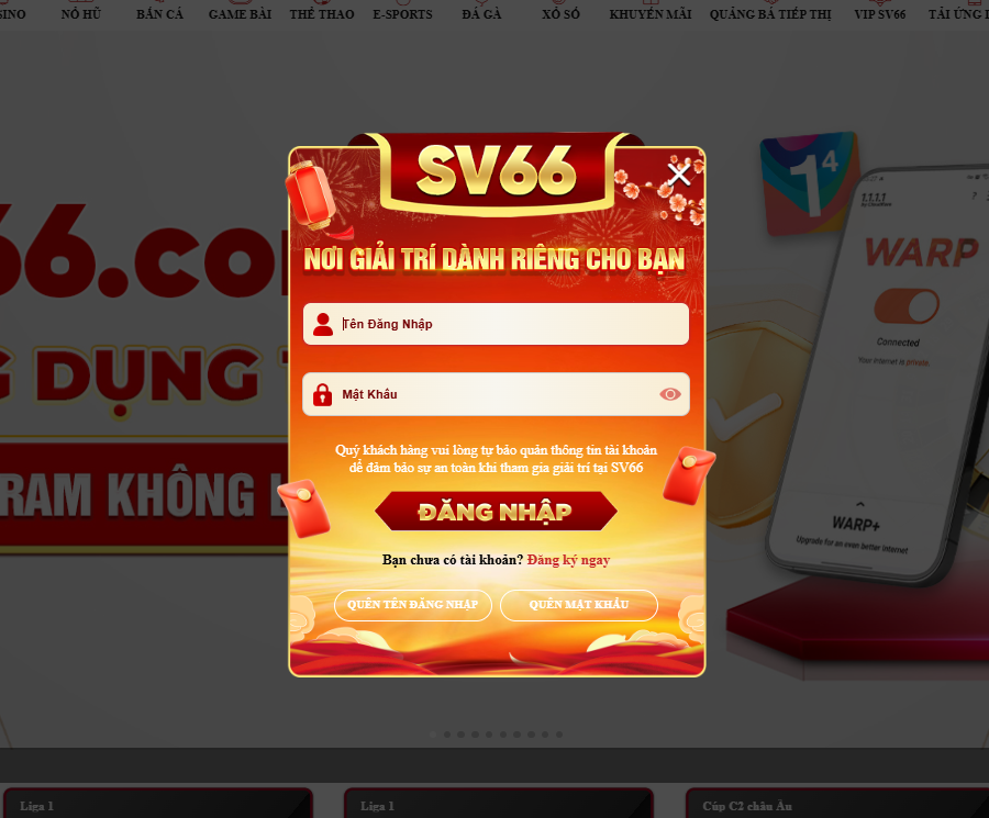 Thực hiện thao tác đăng nhập tại SV66 để rút tiền